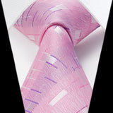 Men's Plaid Tie Handkerchief Set - C1-PINK