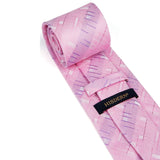 Men's Plaid Tie Handkerchief Set - C1-PINK