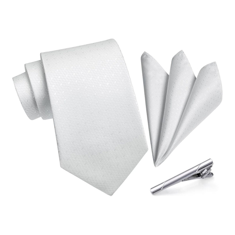 Polka Dot Tie Handkerchief Clip - 12 WHITE