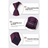 Houndstooth Tie Handkerchief Set - B-04 BURGUNGY/NAVY