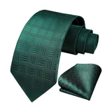 Men's Plaid Tie Handkerchief Set - 026-GREEN