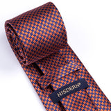 Houndstooth Tie Handkerchief Set - B-ORANGE