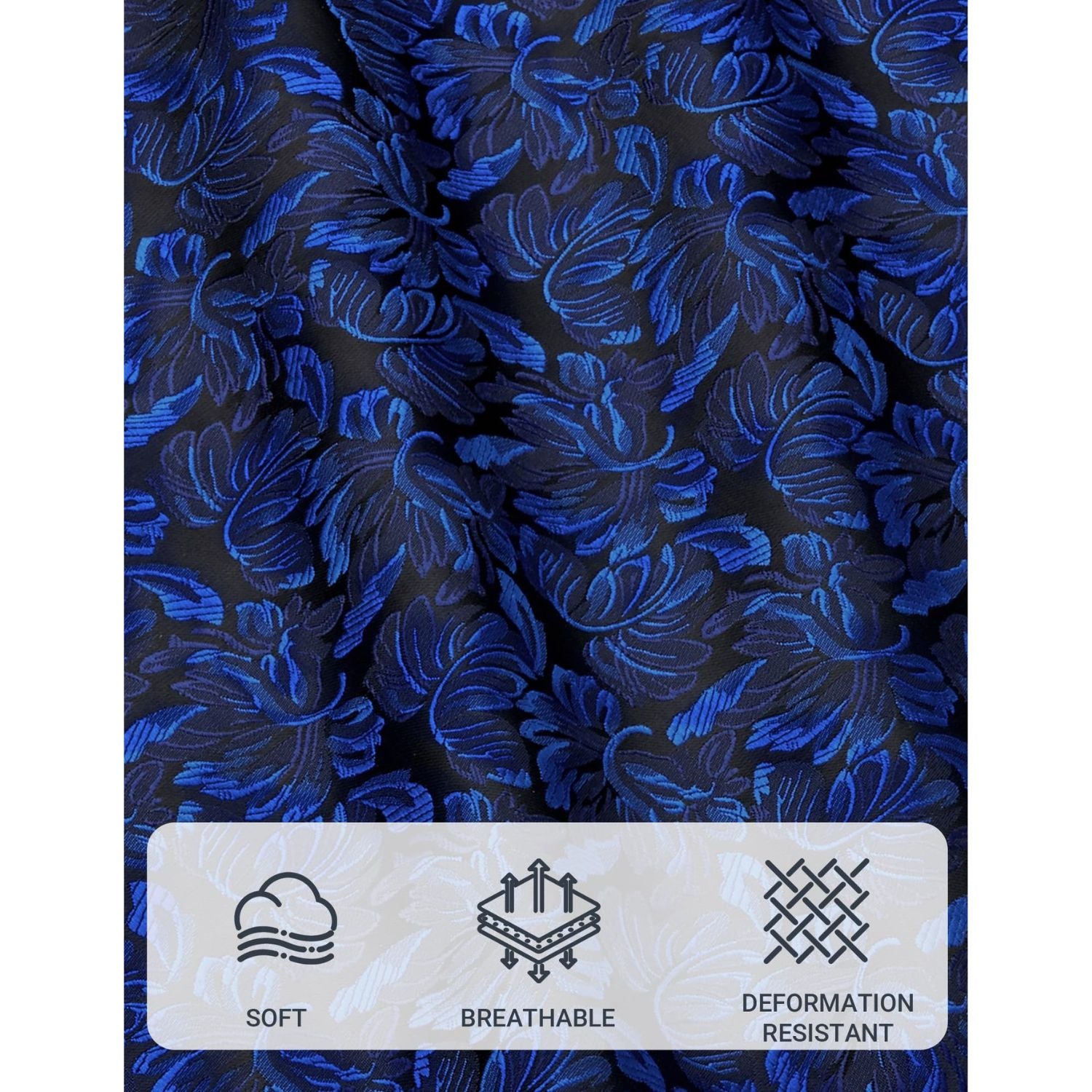 Hisdern Blue Floral Wedding Tie Set with Cufflinks