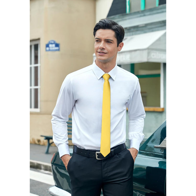 Solid 2.4' Skinny Formal Tie - B-YELLOW-01