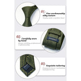 Plaid Tie Handkerchief Set - 021-OLIVE