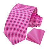 Men's Plaid Tie Handkerchief Set - A1-HOT PINK