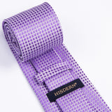 Men's Plaid Tie Handkerchief Set - A1-LAVENDER