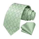 Men's Plaid Tie Handkerchief Set - B-GREEN 5