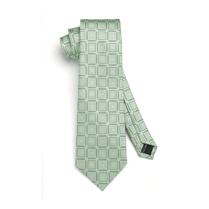 Men's Plaid Tie Handkerchief Set - B-GREEN 5