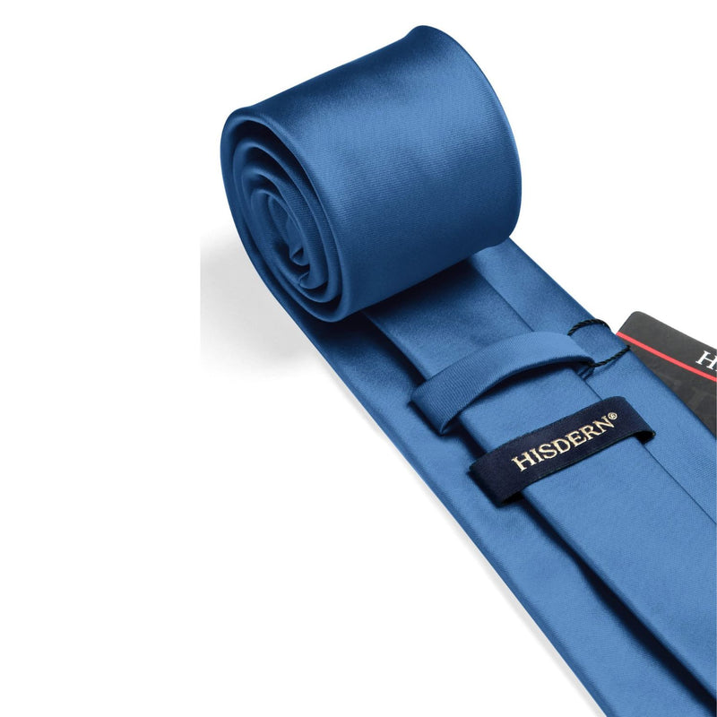 Solid Tie Handkerchief Set - BLUE ASHES