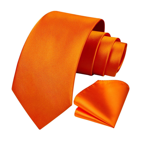 Solid Tie Handkerchief Set - Z3-BRIGHT ORANGE