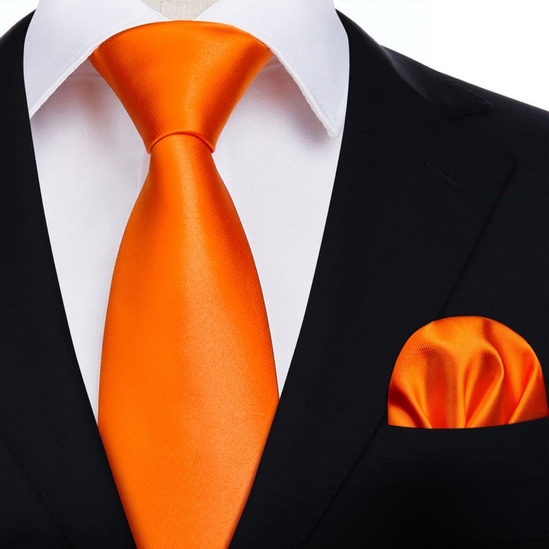 Solid Tie Handkerchief Set - Z3-BRIGHT ORANGE