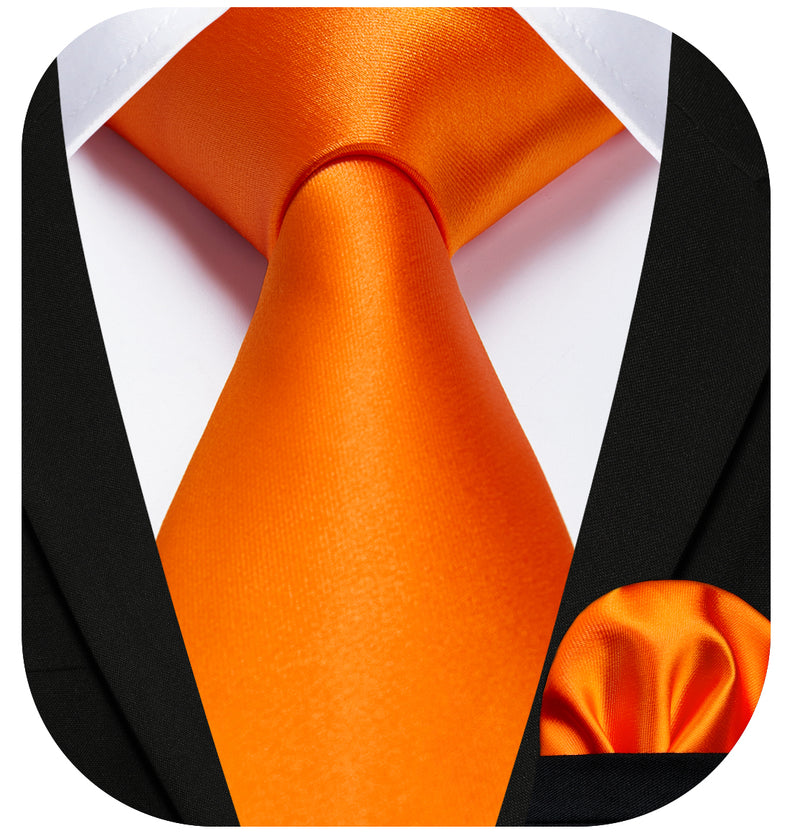 Solid Tie Handkerchief Set - Z3-BRIGHT ORANGE