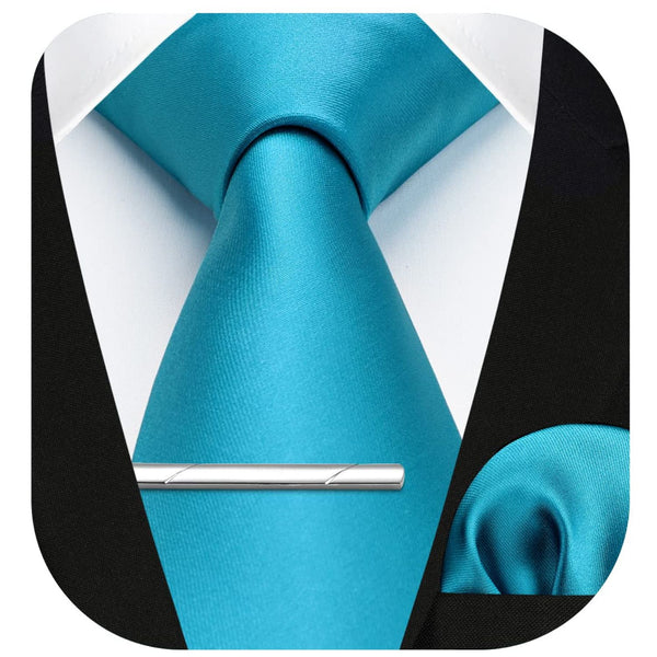 Solid Tie Handkerchief Clip - AQUA BLUE