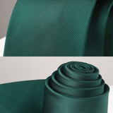 Solid 3.35 inch Tie Handkerchief Set - B-GREEN EMERALD DARK