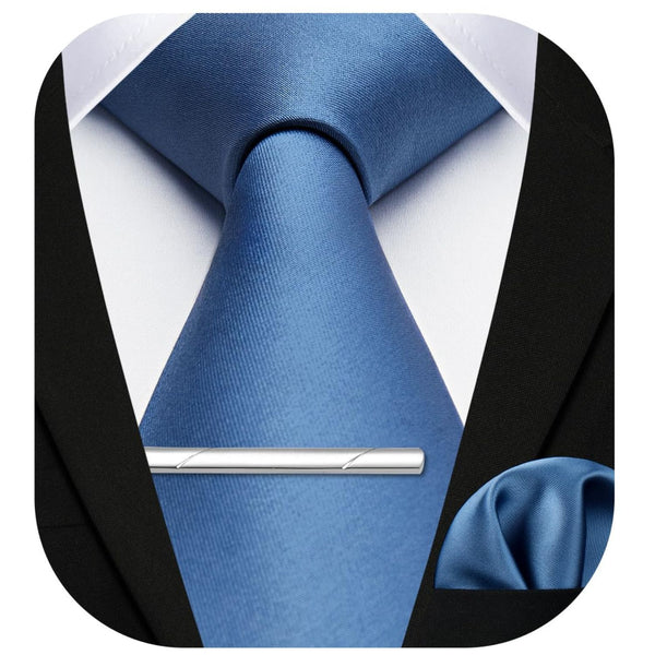 Solid Tie Handkerchief Clip - TECH BLUE
