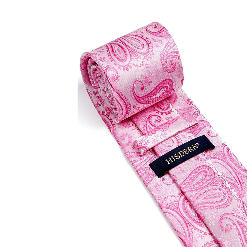 Paisley Tie Handkerchief Set - 03A-PINK3