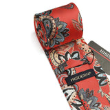 Paisley Tie Handkerchief Set - B5-RED FLORAL 01