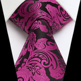 Paisley Extra Long Tie Handkerchief Set - C16-HOT PINK