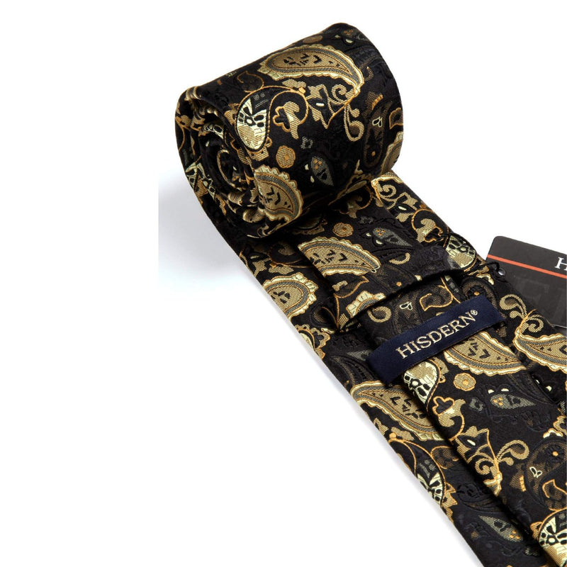 Paisley Tie Handkerchief Set - GOLD/BLACK