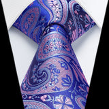 Paisley Extra Long Tie Handkerchief Set - C23-BLUE