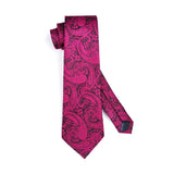 Paisley Tie Handkerchief Set - 03A-HOT PINK-1