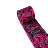 Paisley Tie Handkerchief Set - 03A-HOT PINK-1