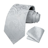 Paisley Tie Handkerchief Set - 04-SILVER