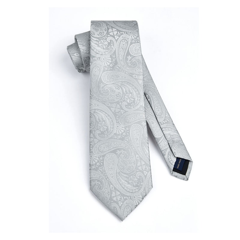 Paisley Tie Handkerchief Set - 04-SILVER