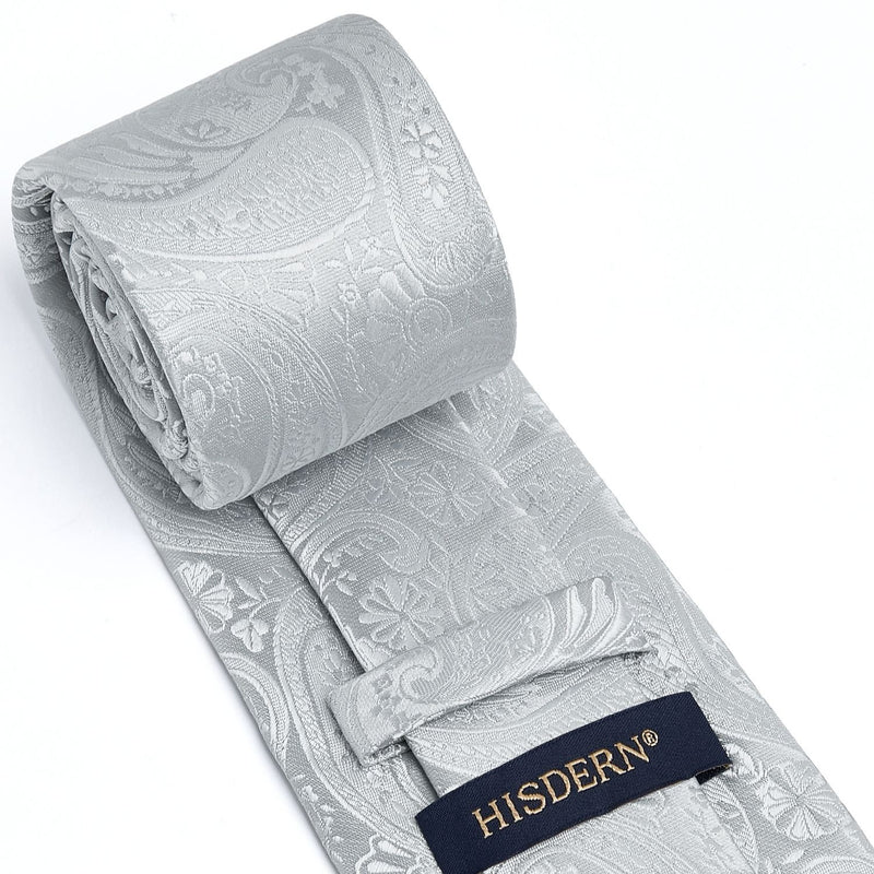 Paisley Tie Handkerchief Set - 04-SILVER