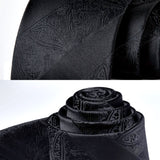 Paisley Stripe Tie Handkerchief Set - C6-BLACK