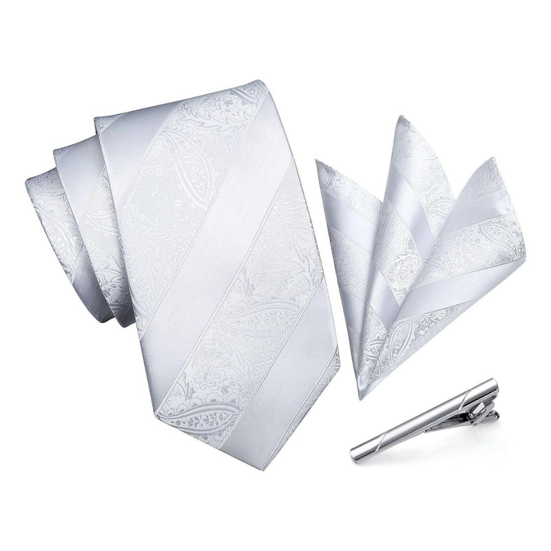 Stripe Tie Handkerchief Set - 02 WHITE