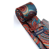 Paisley Tie Handkerchief Set - BLUE&BURGUNDY