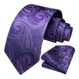 Floral Tie Handkerchief Set - E3-PURPLE