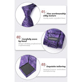 Floral Tie Handkerchief Set - E3-PURPLE