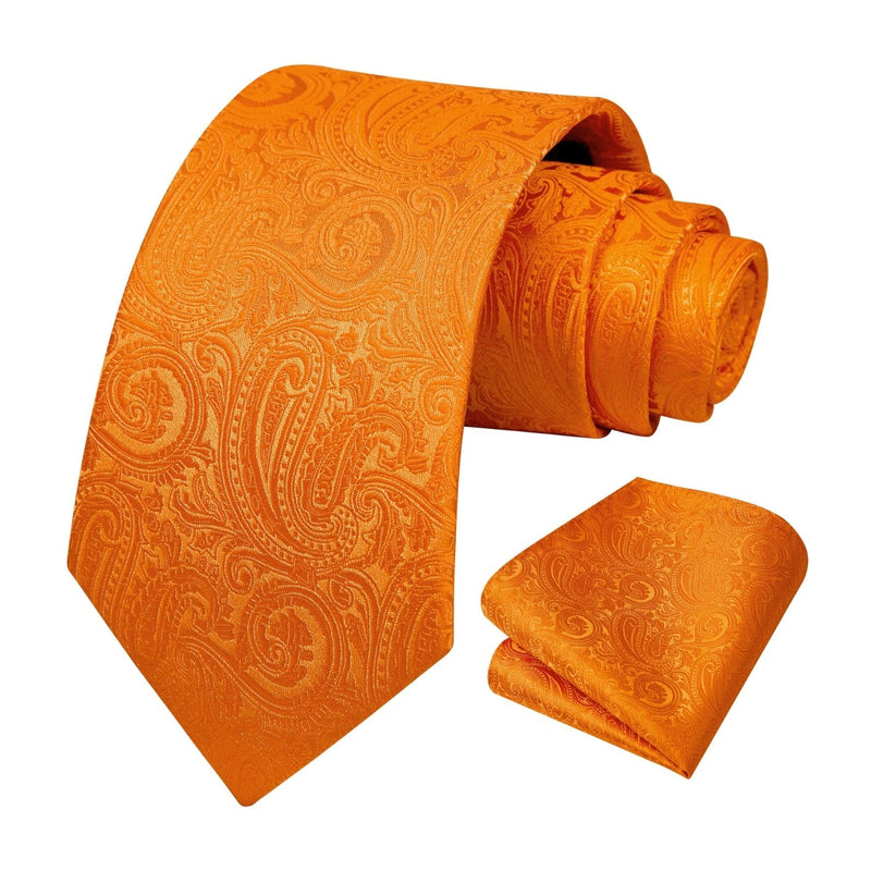 Paisley Tie Handkerchief Set - 01A-ORANGE 2