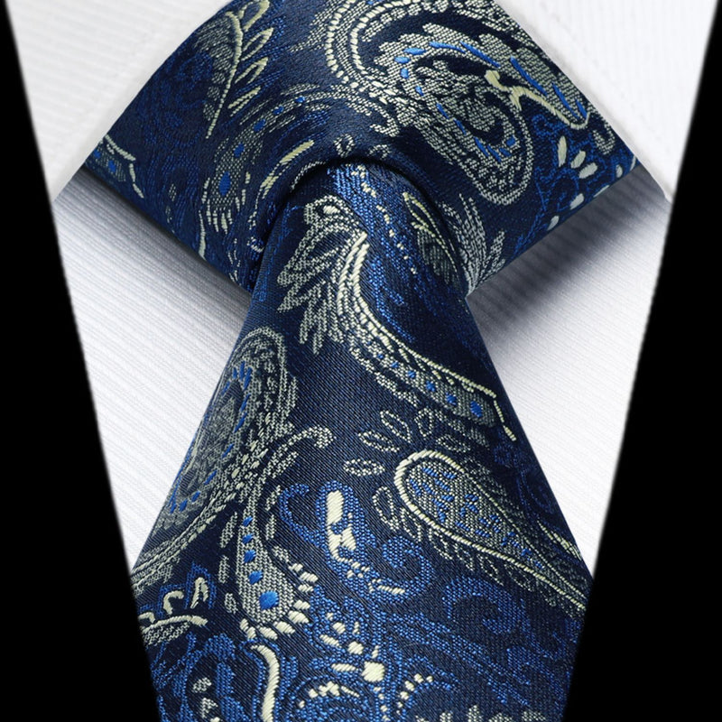 Paisley Tie Handkerchief Set - A5-BLUE/YELLOW