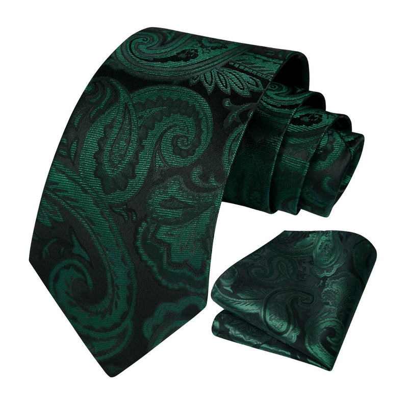 Paisley Tie Handkerchief Set - D1-GREEN7