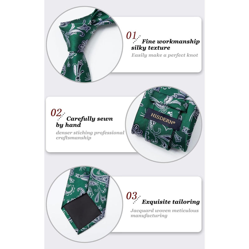 Paisley Tie Handkerchief Set - D1-GREEN6