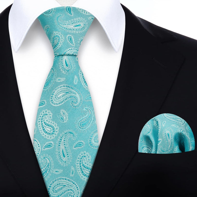 Floral Tie Handkerchief Set - F3-BLUE