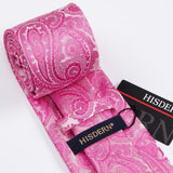 Paisley Extra Long Tie Handkerchief Set - C20-PINK