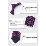 Floral Tie Handkerchief Set - D2-HOT PINK