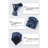 Paisley Extra Long Tie Handkerchief Set - C19-NAVY BLUE