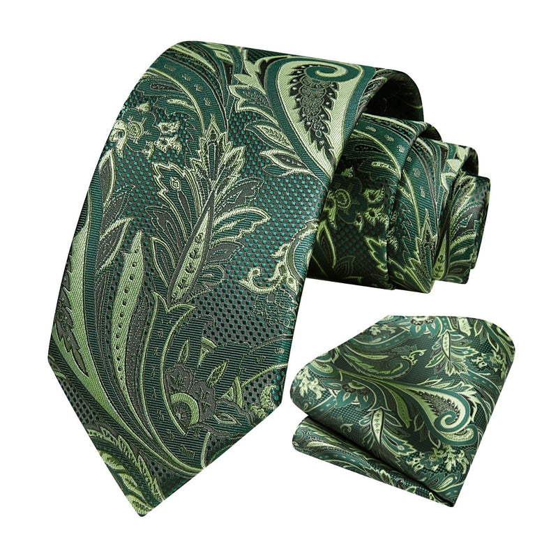 Paisley Tie Handkerchief Set - D1-GREEN8