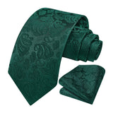 Paisley Tie Handkerchief Set - A12-DARK GREEN