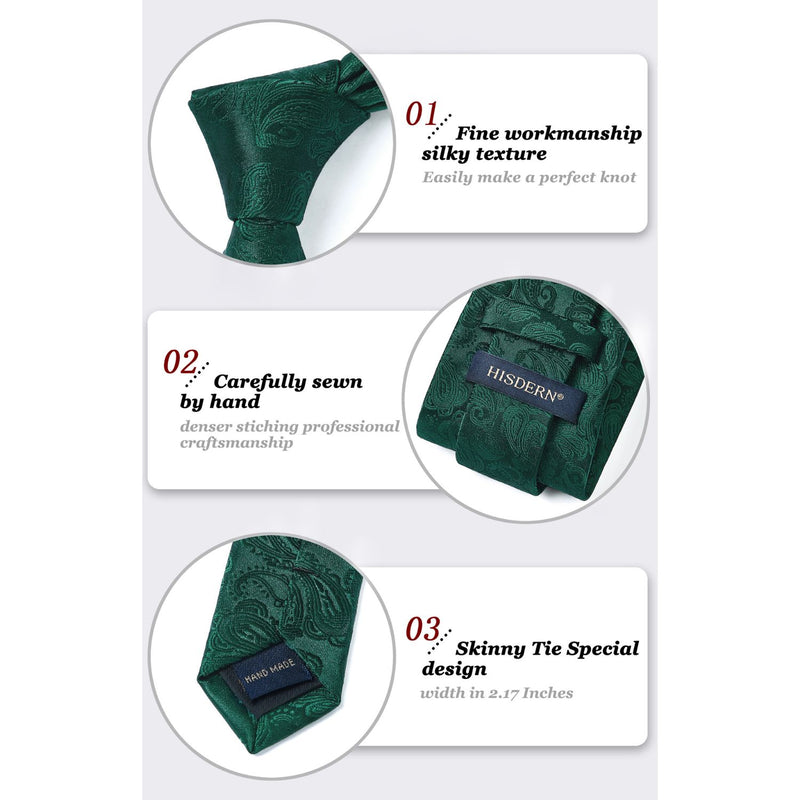 Paisley Tie Handkerchief Set - A12-DARK GREEN