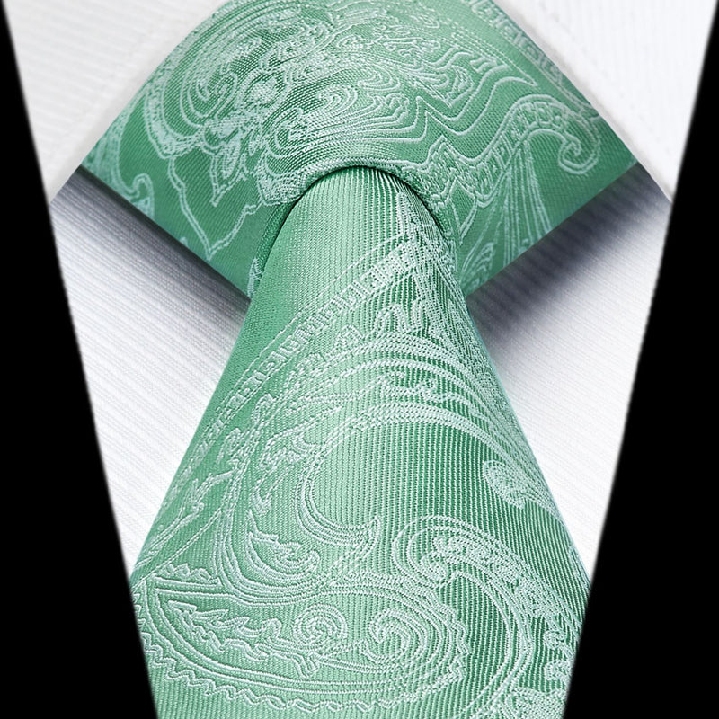 Paisley Tie Handkerchief Set - A13-SAGE GREEN