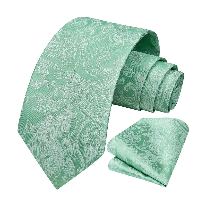 Paisley Tie Handkerchief Set - A13-SAGE GREEN