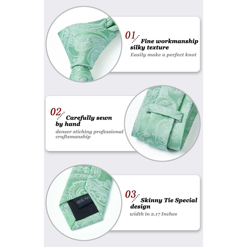 Paisley Tie Handkerchief Set - A13-SAGE GREEN