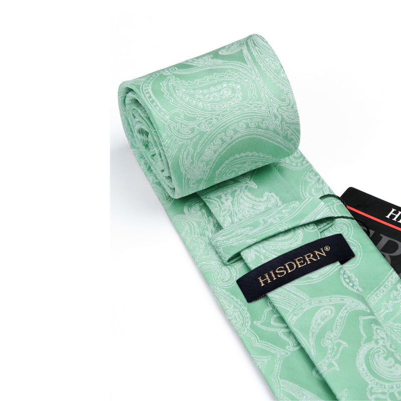 Paisley Tie Handkerchief Set - A13-SAGE GREEN